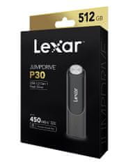 LEXAR flash disk 512GB - JumpDrive P30 USB 3.2 Gen 1 (čítanie/zápis: až 450/450MB/s)