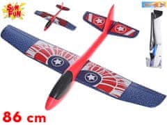 Sun Fun lietadlo penové 86 cm s potlačou (čierna, červená)