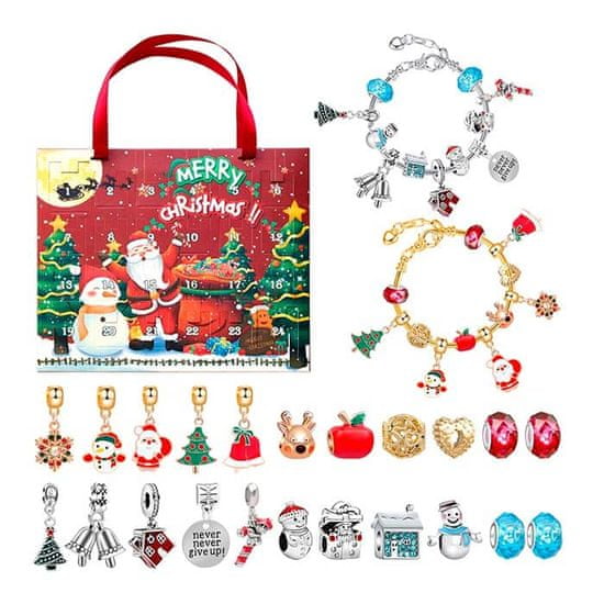 Netscroll Adventný kalendár s príveskom na náramok, darčeky, nápad na darček, darčeky pre deti, vianočné darčeky, MerryChristmas