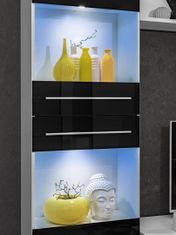 Veneti Moderná obývacia stena s LED osvetlením SALIMA - biela / lesklá čierna