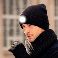 Netscroll Univerzálna čiapka s LED svetlom, zimná čiapka, vynikajúca viditeľnosť v tme, moderný dizajn umožňuje osvetlenie bez použitia rúk, ideálna na beh, kempovanie, rybolov, prácu v tme, LightBeanie