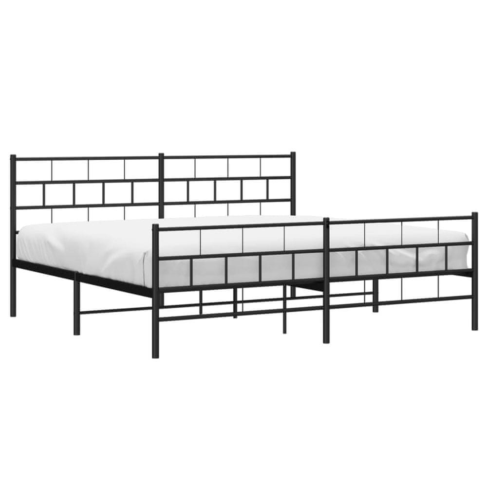 Vidaxl Kovový rám postele s čelom a podnožkou čierny 193x203 cm