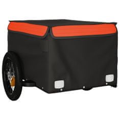 Vidaxl Nákladný príves za bicykel čierno-oranžový 30 kg železo