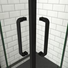 H K Sprchovací kút AIRLINE BLACK R101, 100 × 100 cm, s dvoma jednokrídlovými dverami s pevnou stenou, rohový vstup