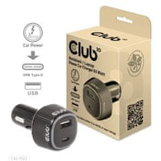 Club 3D Auto nabíjačka pre Notebooky 63W, 2 porty CAC-1922 (USB-A + USB-C)