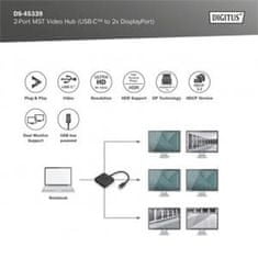 Digitus USB-C - 2x DP MST Video Hub DP 1.4, 4K/60Hz