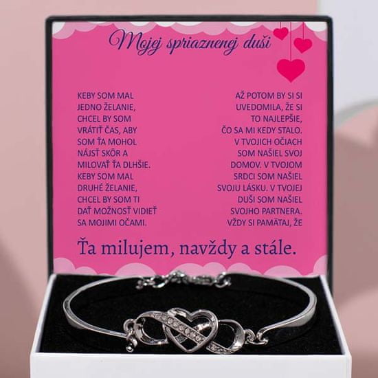 Lovilion Dámsky náramok so srdiečkami - Mojej spriaznenej duši – Vždy si ma ponechaj vo svojom srdci - valentínsky darček pre ženu | LOVE_HEARTBRACELET