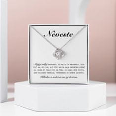Lovilion Dámsky náhrdelník a prívesok pozlátený 14K bielym zlatom - Mojej neveste - dar na Valentína, vyjadrenie vďaky neveste | KALI