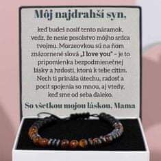 Lovilion Náramok s tigrím okom v morzeovke "I love you" - originálny darček na Valentína 2024 pre syna | AER_MORSEBRACELET