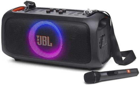 moderné párty reproduktor jbl partybox on the go essential krásny silný zvuk aux in Bluetooth usb svetelná show pekný design karaoke