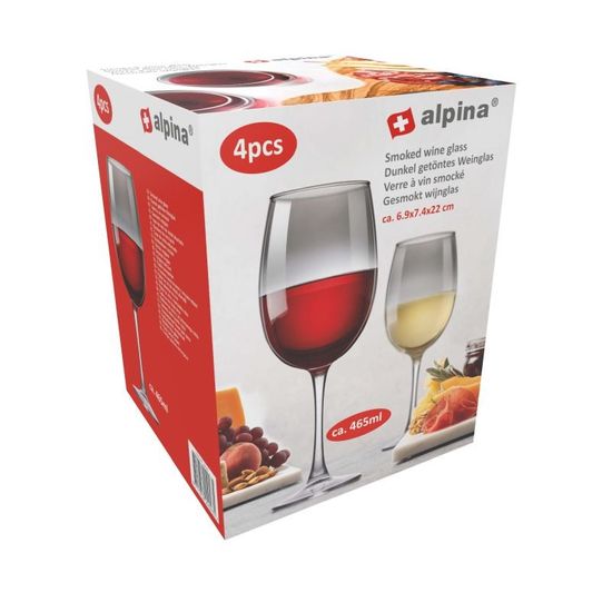 Alpina Pohár na víno sada 4 ks 465 ml dymová
