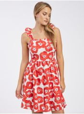 Pieces Bielo-červené dámske kvetované šaty Pieces Halia XL