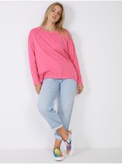 Noisy May Tmavo ružové dámske basic oversize tričko s dlhým rukávom Noisy May Mathilde L