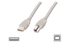 Digitus USB kábel A/samec na B-samec, 2x tienený, béžový, 1,8m