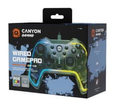 Canyon Drôtový gamepad GP-2 RGB 4v1 (Nintendo Switch, Android TV, PC, PS3)