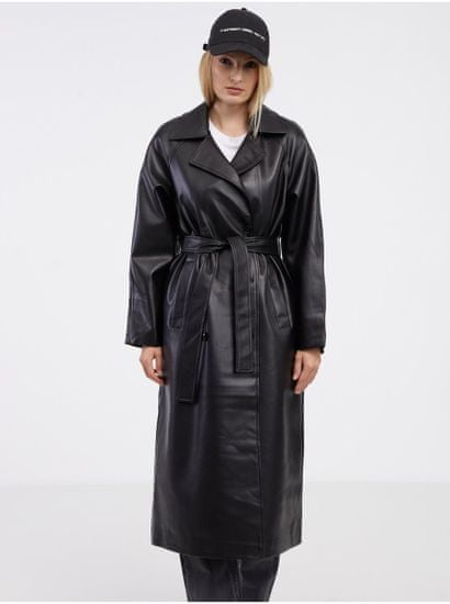 ONLY Čierny dámsky koženkový kabát ONLY Sofia