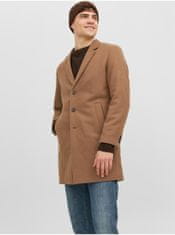 Jack&Jones Hnedý pánsky kabát s prímesou vlny Jack & Jones Morrison S