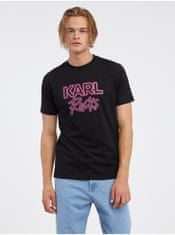 Karl Lagerfeld Čierne pánske tričko KARL LAGERFELD XXL