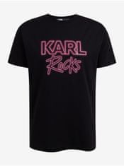 Karl Lagerfeld Čierne pánske tričko KARL LAGERFELD XXL