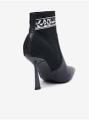 Karl Lagerfeld Černé dámské kožené kotníkové boty na podpatku KARL LAGERFELD Pandara 36