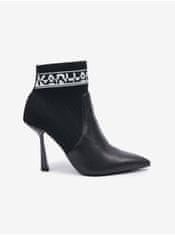 Karl Lagerfeld Černé dámské kožené kotníkové boty na podpatku KARL LAGERFELD Pandara 40