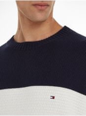 Tommy Hilfiger Červeno-modrý pánsky pruhovaný sveter Tommy Hilfiger S