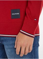 Tommy Hilfiger Červený pánsky sveter s prímesou hodvábu Tommy Hilfiger S