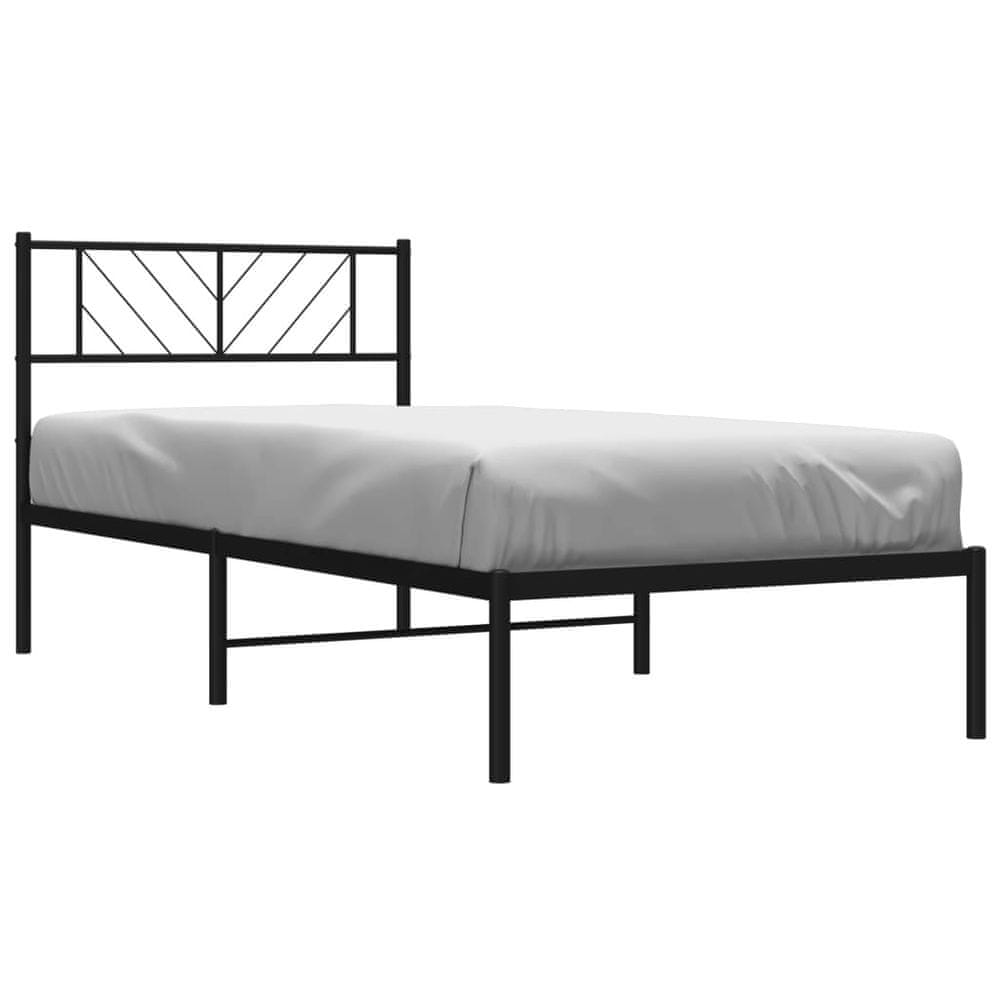 Vidaxl Kovový rám postele s čelom čierny 90x200 cm