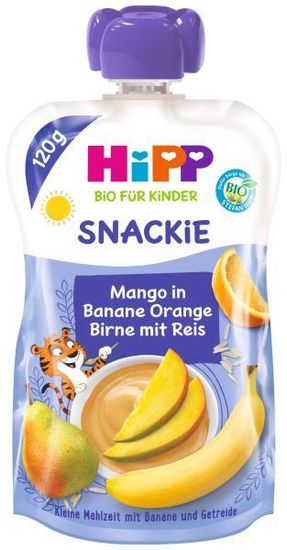 HiPP BIO Šport Hruška-Pomaranč-Mango-Banán-Ryža 120 g