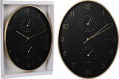 Koopman Nástenné hodiny do obývačky čierne okrúhle 34 cm