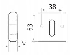 GAMET Štvorcová spodná tabuľa s kľúčom čierna matná PLT-26