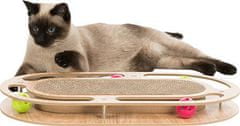 Trixie Škrábací karton v dřevěném rámu, s catnipem a hračkami, 45x4x25cm