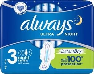 Procter & Gamble Hygienické vložky Always Ultra Night s krídelkami 7 ks.