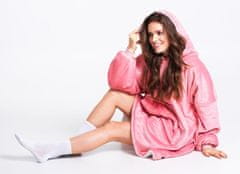 Cozy Noxxiez CH356 Ružová - hrejivá televízna mikinová deka s kapucňou pre teenagerov a dospelých