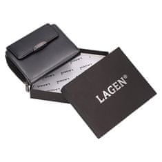 Lagen Dámska kožená peňaženka 50723 METALIC BLACK