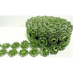 Diamantový pás plastový kvetinový zelený (3 cm × 3 m) 6025