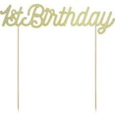 PartyDeco zapichovacia dekorácia na tortu zlatá 1st Birthday KPT34-019B dortis