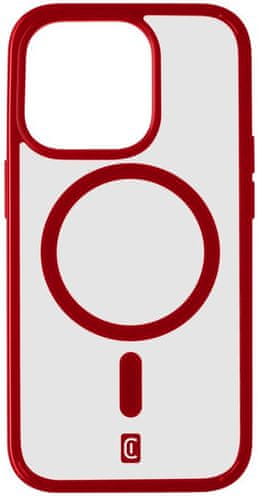 zadný kryt ochranný Cellularline Zadní kryt Pop Mag s podporou Magsafe pre Apple iPhone 15 Pro Max, číry / červený POPMAGIPH15PRMR