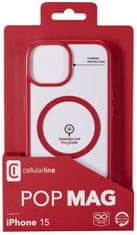 CellularLine Zadný kryt Pop Mag s podporou Magsafe pre Apple iPhone 15, číry / červený (POPMAGIPH15R)