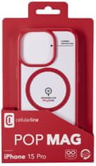 CellularLine Zadný kryt Pop Mag s podporou Magsafe pre Apple iPhone 15 Pro, číry / červený (POPMAGIPH15PROR)