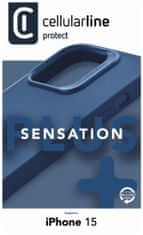 CellularLine Ochranný silikónový kryt Sensation Plus pre Apple iPhone 15, modrý (SENSPLUSIPH15B)