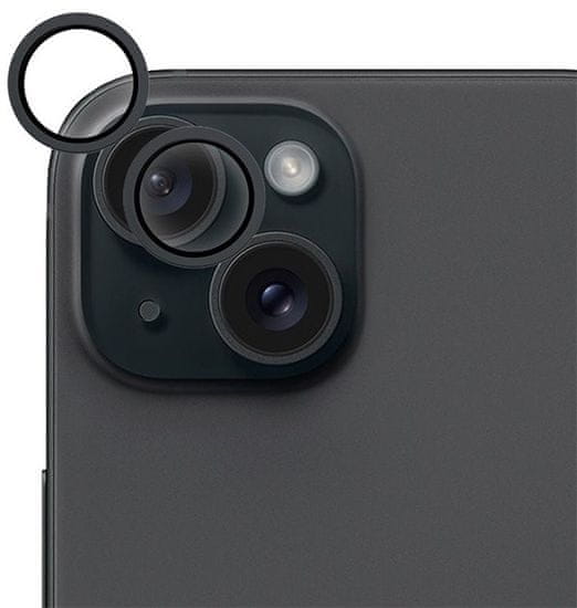 EPICO hliníkové ochranné sklo na šošovky fotoaparátu pre iPhone 15 / 15 Plus 81112151300012 - čierna
