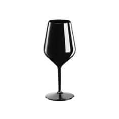 GOLD PLAST Nerozbitný plastový pohár na víno 470ml, čierny