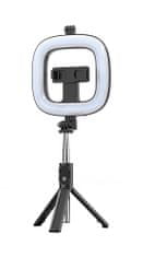 TopQ Bluetooth selfie tyč Ring Light P20D s LED osvetlením čierna 110303