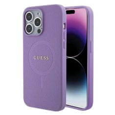 Guess Zadný kryt PU Saffiano MagSafe pre iPhone 15 Pro Purple