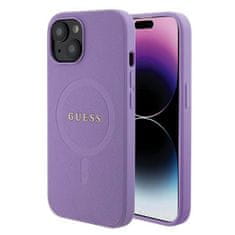 Guess Zadný kryt PU Saffiano MagSafe pre iPhone 15 Plus Purple