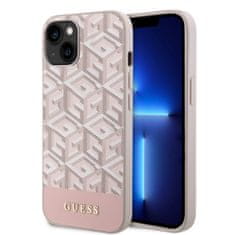 Guess Zadný kryt PU G Cube MagSafe pre iPhone 15 Ružový