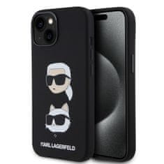 Karl Lagerfeld Zadný kryt Liquid Silicone Karl and Choupette Heads pre iPhone 15 Black