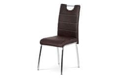 Autronic jedálenská stolička, hnedá látka v dekore brúsenej kože kov chrom AC-9930 BR3