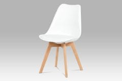 Autronic jedálenská stolička, plast biely / koženka biela / masív buk CT-752 WT